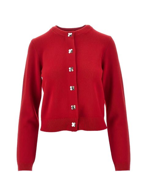 Tory Burch flower-button cardigan - Red - zdjęcie produktu nr 1
