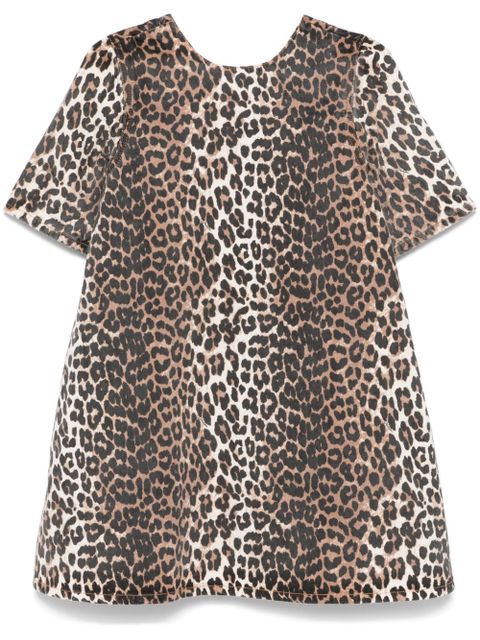 GANNI leopard-print denim mini dress - Neutrals - zdjęcie produktu nr 1