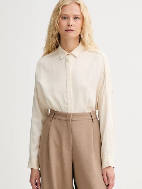 Sessun koszula damska kolor beżowy relaxed z kołnierzykiem klasycznym 23110031 - zdjęcie produktu nr 1