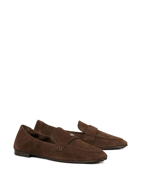 Tory Burch logo-plaque suede loafers - Brown