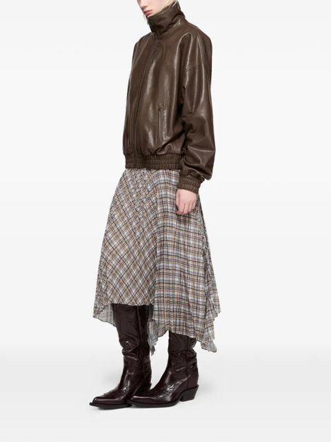 Acne Studios funneled zip leather jacket - Brown - zdjęcie produktu nr 2