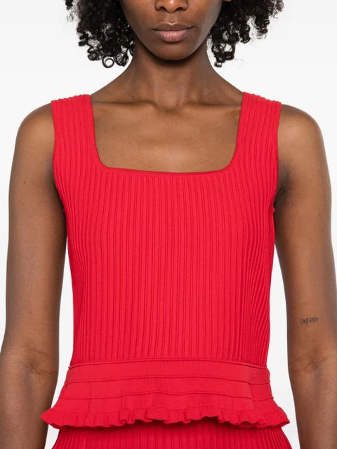 Maje ruffled ribbed top - Red