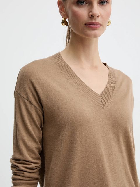 Weekend Max Mara sweter wełniany FIOCCHI damski kolor brązowy lekki 2525366042600