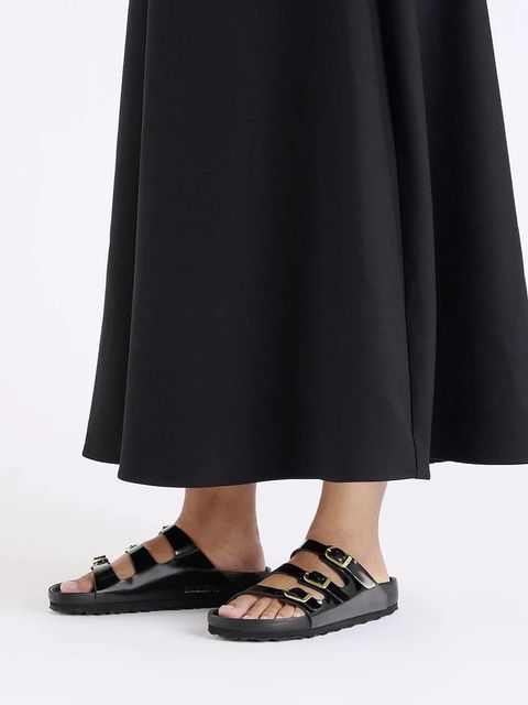 Birkenstock klapki skórzane Florida D-Buckle Exq damskie kolor czarny 1029385