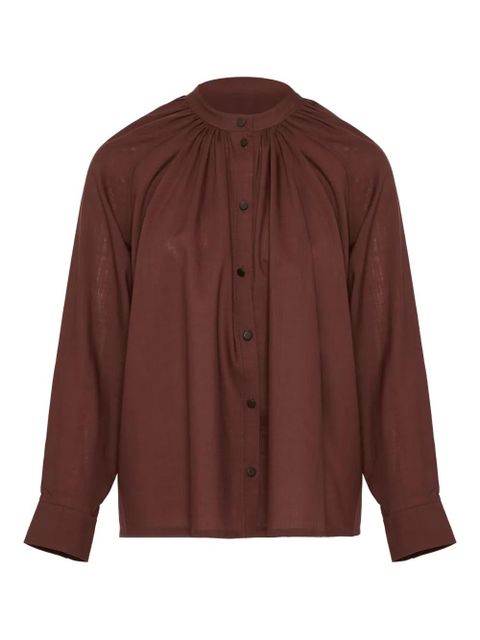 Yves Salomon pleated-neck shirt - Brown - zdjęcie produktu nr 1