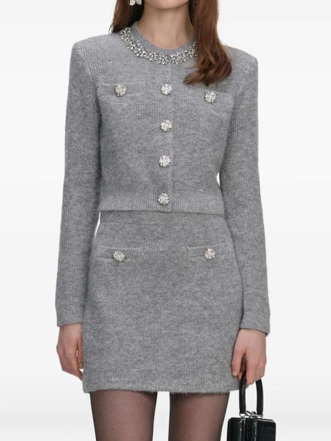 Self-Portrait crystal-embellishment cardigan - Grey - zdjęcie produktu nr 1