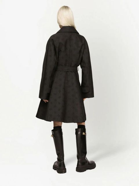 Dolce & Gabbana DG-logo jacquard belted coat - Black - zdjęcie produktu nr 2