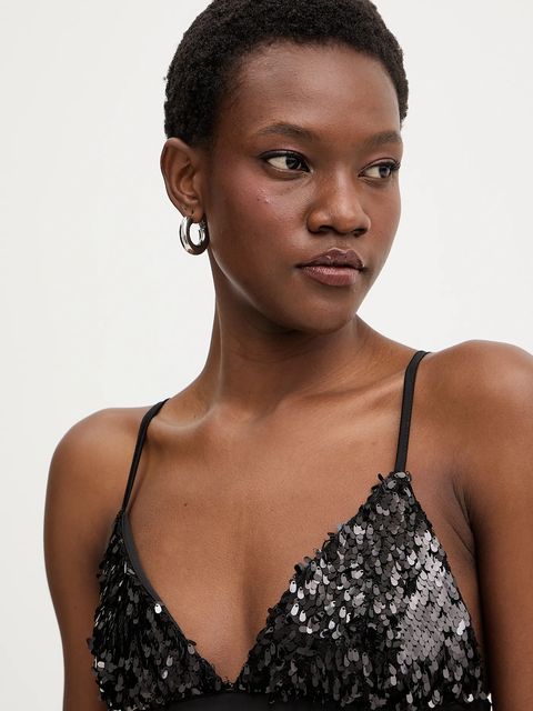 Haveone top damska kolor czarny z aplikacją RMA-P053