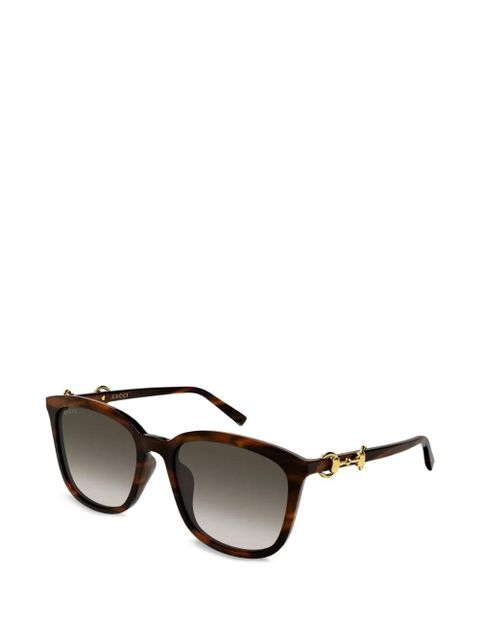 Gucci Eyewear horsebit-detail sunglasses - Brown - zdjęcie produktu nr 1