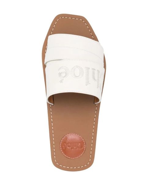 Chloé Woody logo-embroidered sandals - White