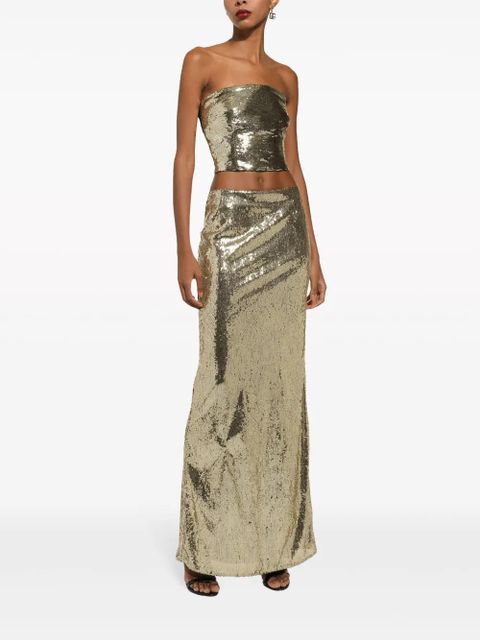 Dolce & Gabbana sequin-embellished strapless top - Gold
