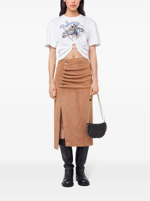 Rabanne suede midi skirt - Brown