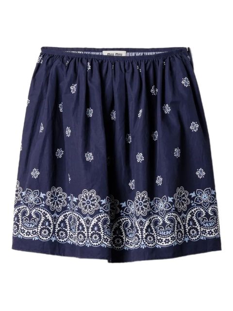 Miu Miu Cornflower slubbed poplin skirt - Blue - zdjęcie produktu nr 1