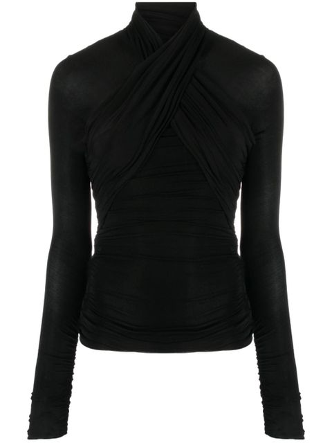 Saint Laurent semi-sheer roll-neck T-shirt - Black - zdjęcie produktu nr 1