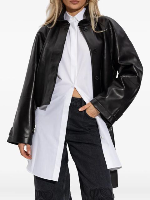 LOEWE belted nappa leather coat - Black