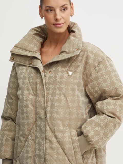 Guess kurtka damska kolor beżowy zimowa V4BL01 WGLW2