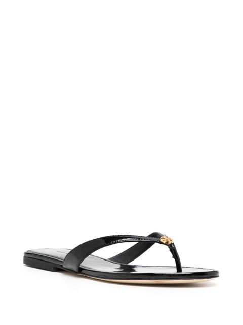 Tory Burch logo-plaque leather slides - Black - zdjęcie produktu nr 2