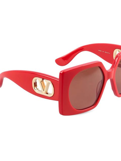 Valentino Garavani VLogo rectangle-frame sunglasses - Red