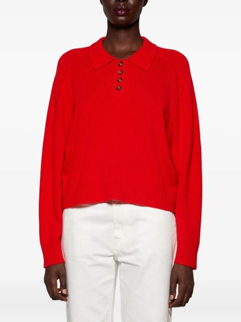 LouLou de Saison Homere buttoned-collar polo tops - Red