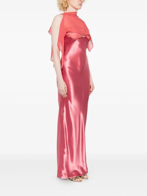 Paris Georgia Suki satin cape dress - Pink