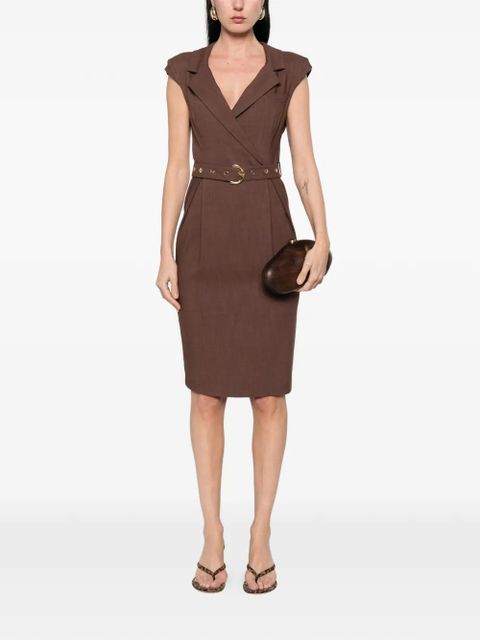PINKO Amadine belted midi dress - Brown - zdjęcie produktu nr 2