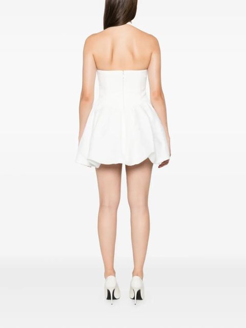 Self-Portrait halterneck gathered mini dress - White