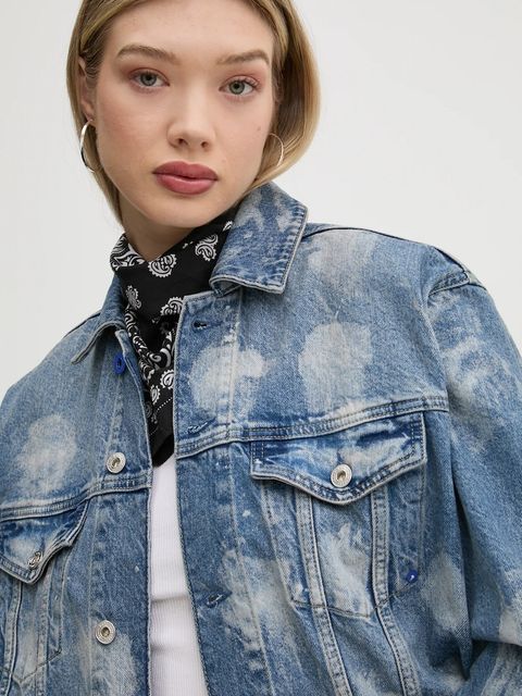 Karl Lagerfeld Jeans kurtka jeansowa damska kolor niebieski przejściowa oversize A1W14014