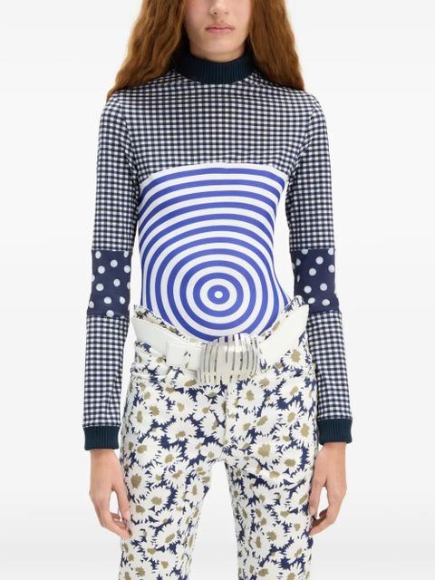 Jean Paul Gaultier gingham target long-sleeve top - Blue