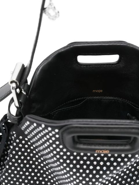 Maje studded fringed shoulder bag - Black