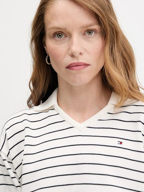 Tommy Hilfiger sweter bawełniany damski kolor biały lekki WW0WW45695 - zdjęcie produktu nr 2