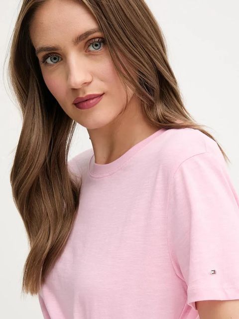 Tommy Hilfiger t-shirt bawełniany damski kolor różowy WW0WW44559