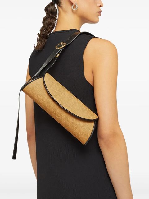 Jil Sander small Cannolo interwoven raffia shoulder bag - White