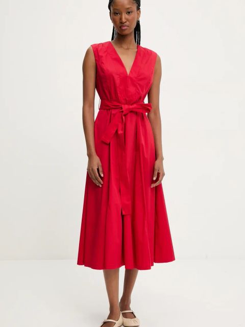 Answear Lab sukienka kolor czerwony midi rozkloszowana