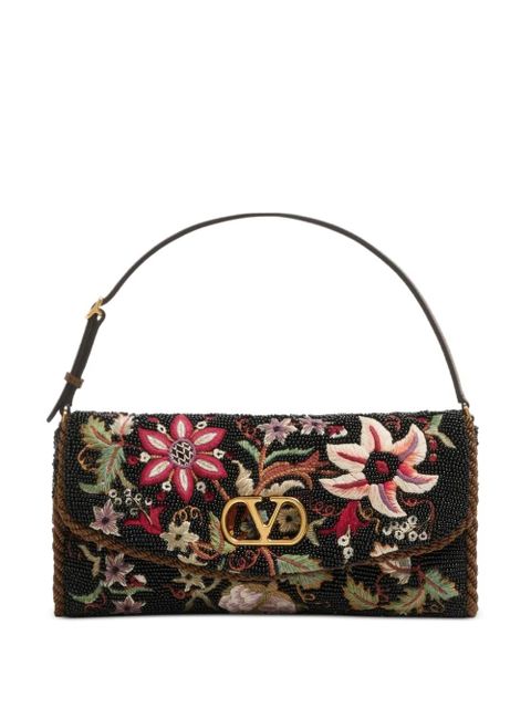 Valentino Garavani small Vain Soft embroidered shoulder bag - Black