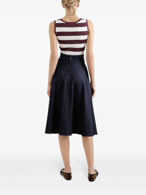 Dolce & Gabbana logo-plaque midi skirt - Blue