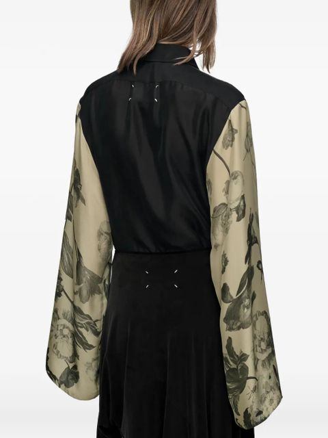 Maison Margiela floral-sleeves shirt - Black