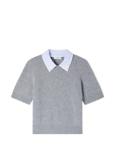 SANDRO striped-collar top - Grey - zdjęcie produktu nr 1