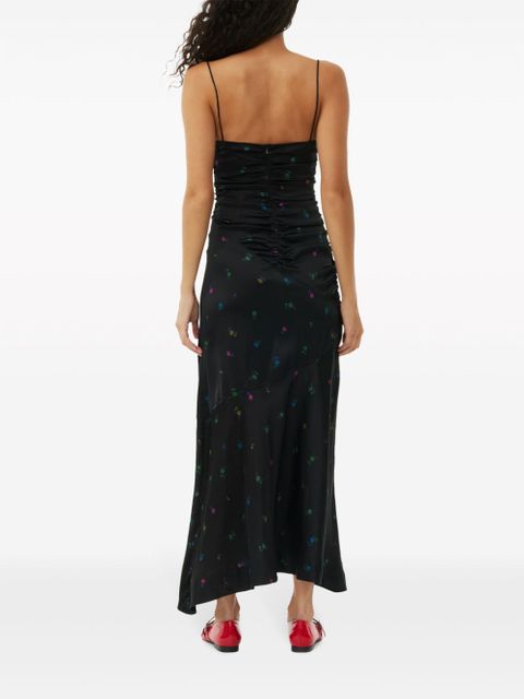 GANNI ruched slip dress - Black