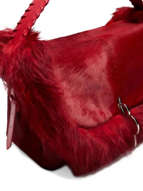 Blumarine fur-trim braided-handle shoulder bag - Red