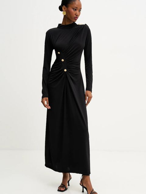 Answear.LAB sukienka kolor czarny maxi dopasowana