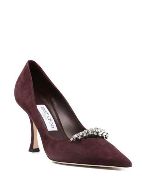 Jimmy Choo 90mm crystal-embellished pointed-toe pumps - Red