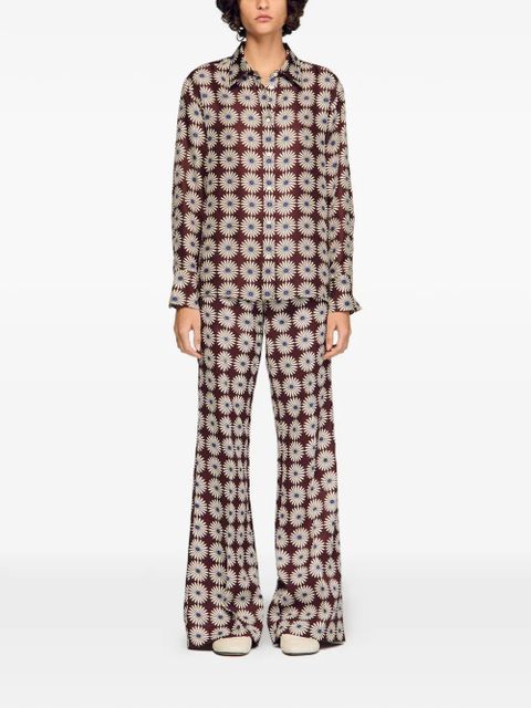 SANDRO floral-print buttoned shirt - Brown