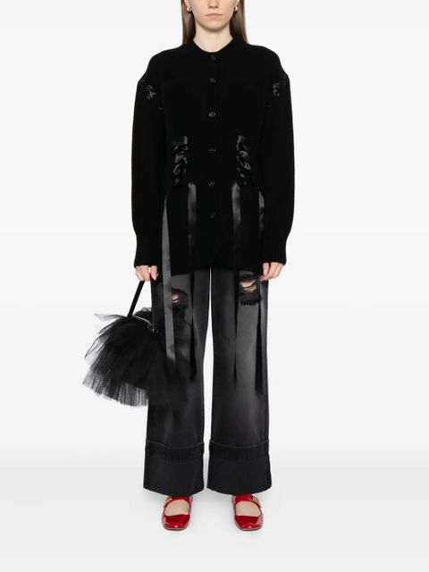 Simone Rocha ribbon corset cardigan - Black