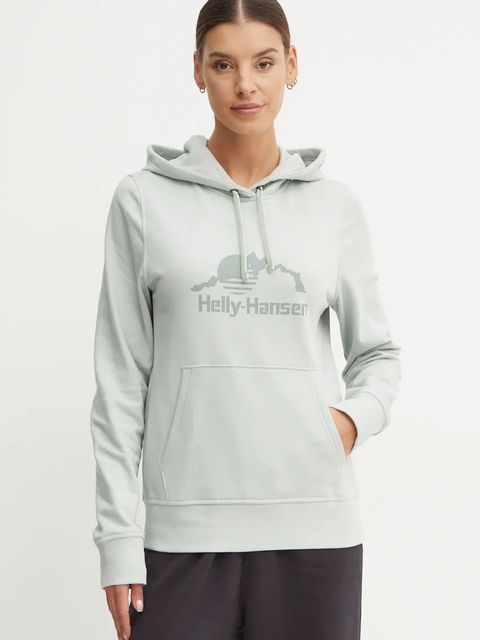 Helly Hansen bluza NORD GRAPHIC damska kolor zielony z kapturem z nadrukiem 62981 - zdjęcie produktu nr 1
