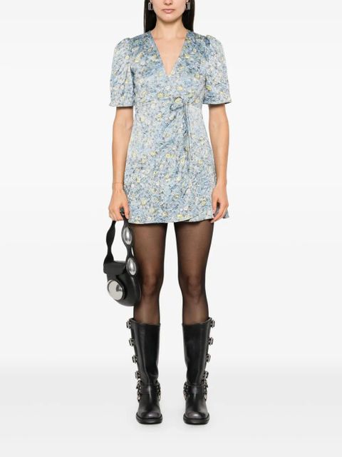GANNI floral-print crinkled mini dress - Blue - zdjęcie produktu nr 2