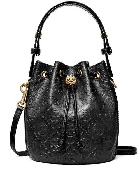 Tory Burch mini monogram-embossed bucket bag - Black - zdjęcie produktu nr 1
