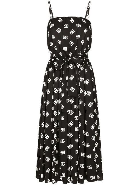 Dolce & Gabbana DG-print pleated dress - Black - zdjęcie produktu nr 1