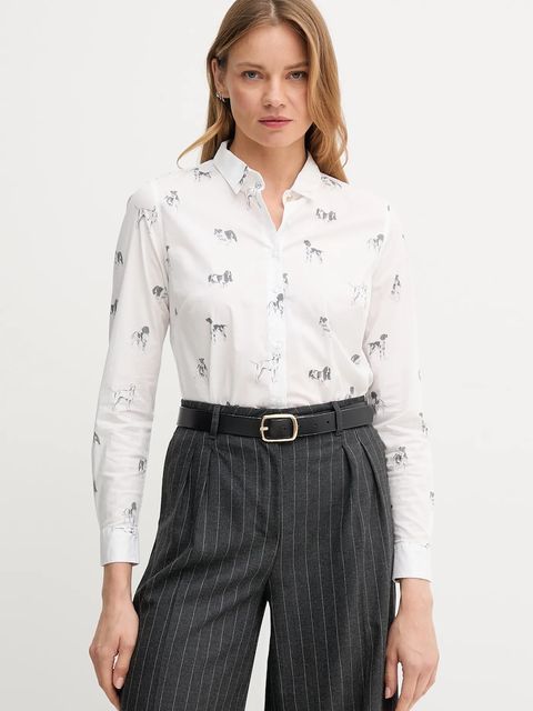 Barbour koszula BRAMBLES damska kolor biały slim z kołnierzykiem klasycznym LSH1644 - zdjęcie produktu nr 1