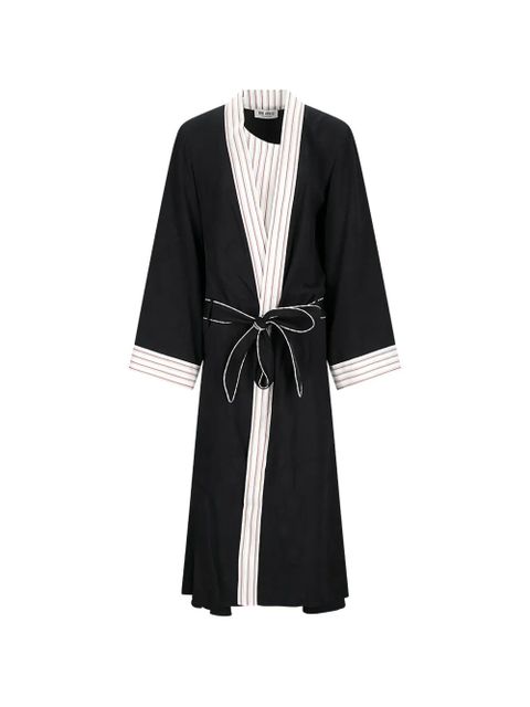 The Attico floral-jacquard striped-trim trench coat - Black - zdjęcie produktu nr 1