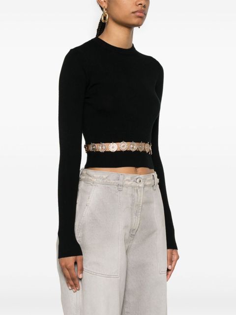 Rabanne ribbed-knit studded top - Black - zdjęcie produktu nr 2